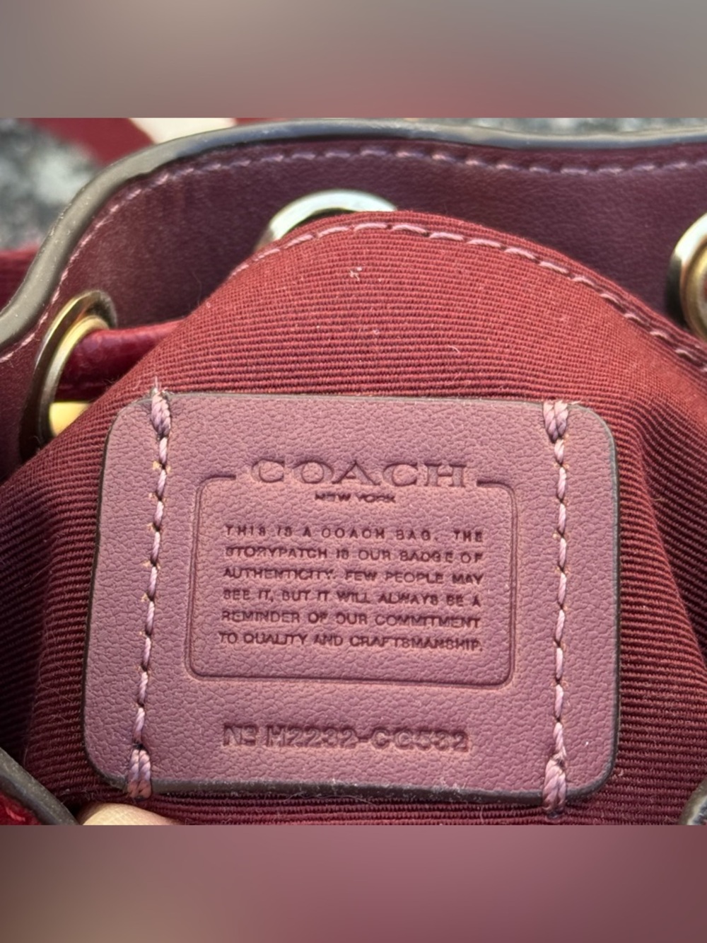 Coach Mini Dempsey Drawstring Leather Crossbody Shoulder Bucket Bag Cherry Red - Picture 7 of 12